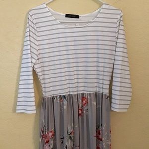 Floral & Striped Maxi Dress